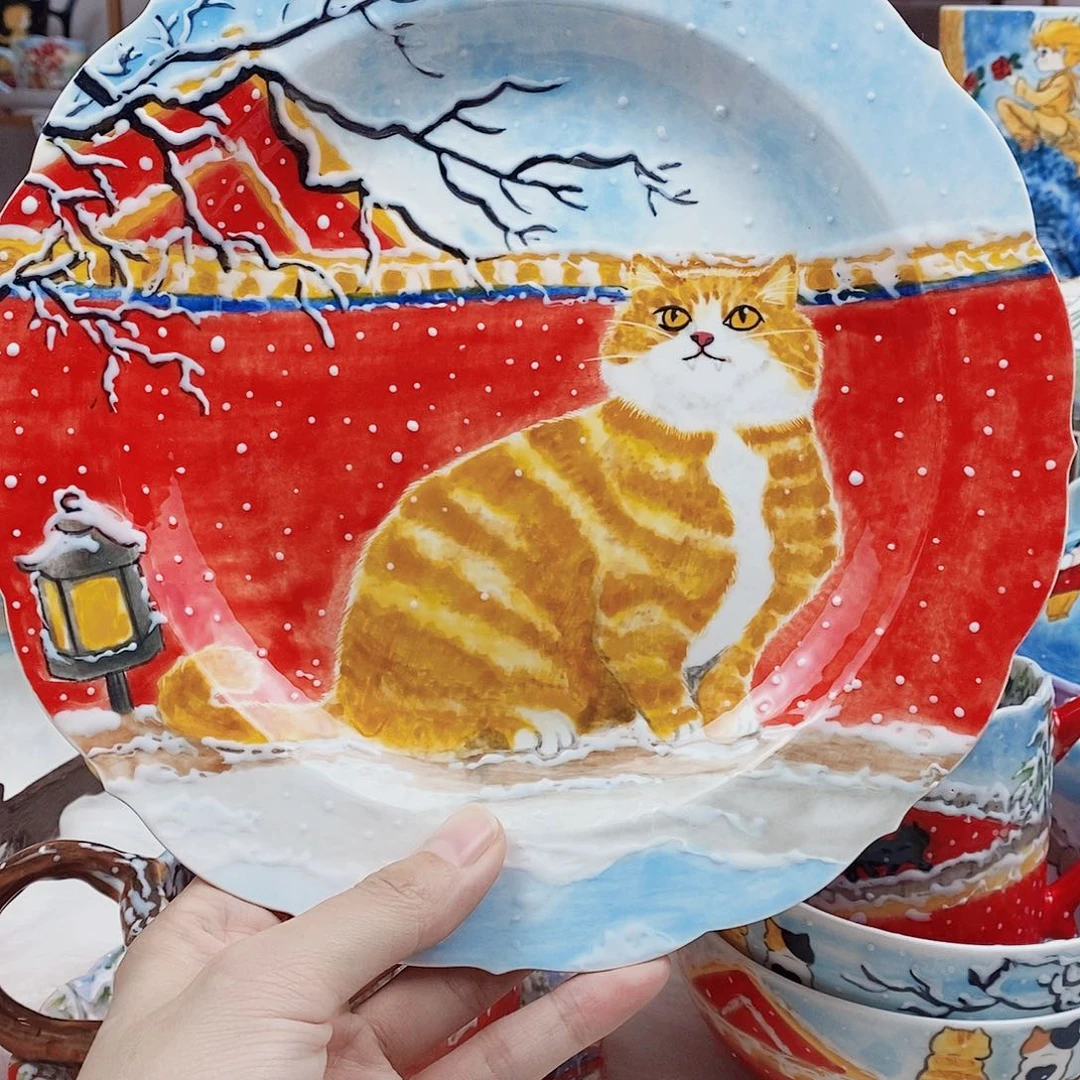 瓷片董董文创手绘陶瓷