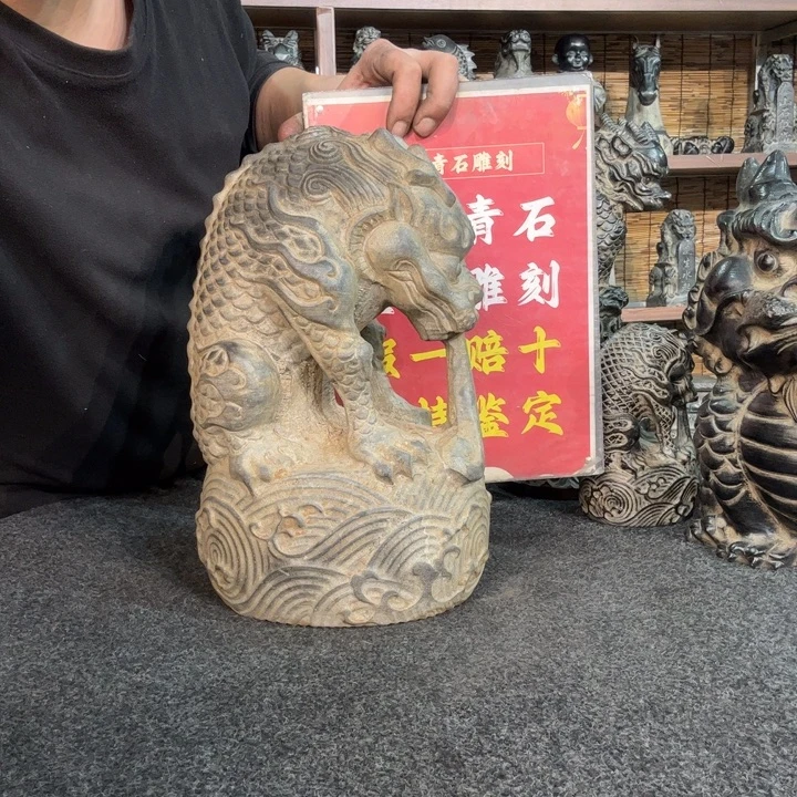 石材天然青石雕刻一对