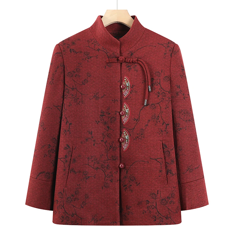 中老年妈妈春秋款外套老太太春装上衣奶奶装衣服洋气唐装老人秋装