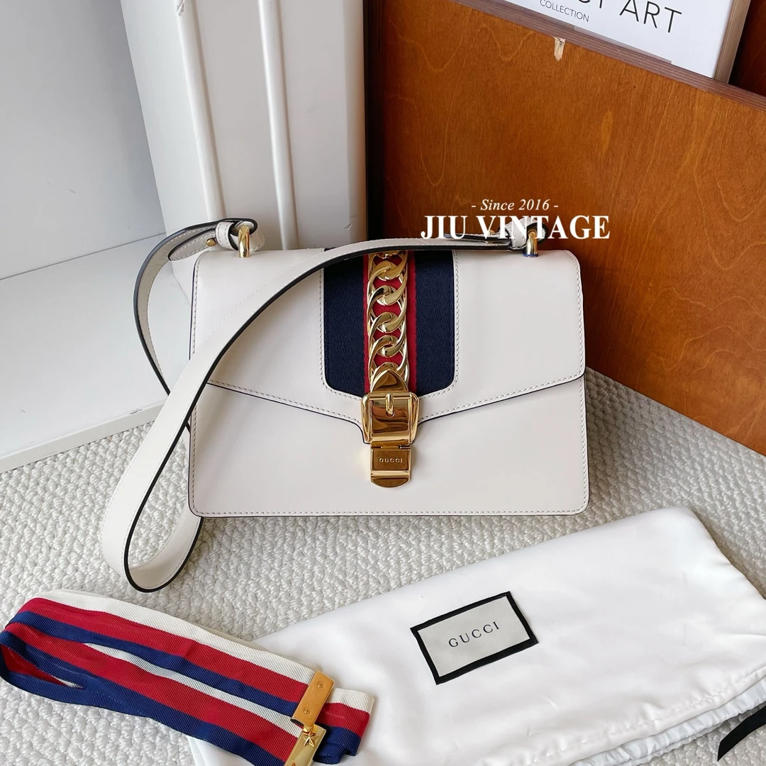 99新 GUCCI/古驰 sylvie塞尔维亚白色单间 JM11-1031