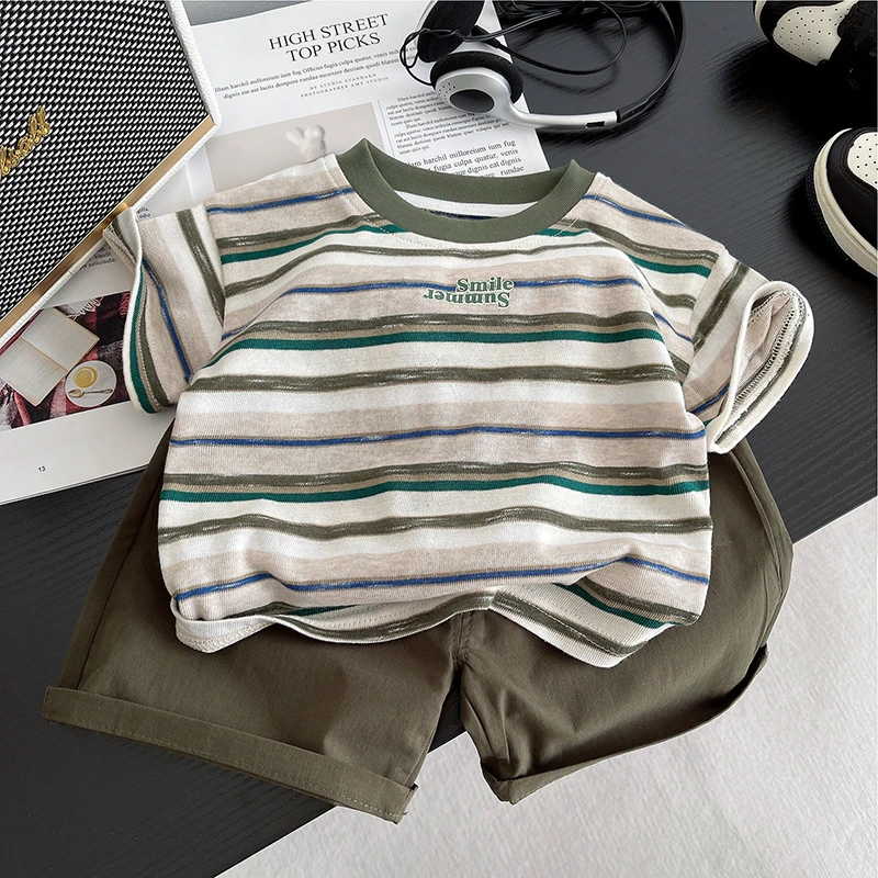 男童装夏季新款1-2-3-4岁半儿童6-7-8个月宝宝休闲短袖短裤套装