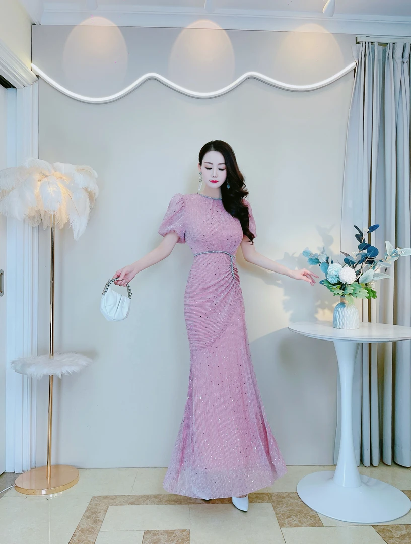 【雪儿定制】2025原创新款气质法式修身显瘦泡泡袖连衣裙21648