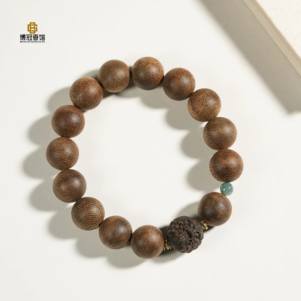 沉香海南黄棋楠沉香貔貅12MM单圈手串