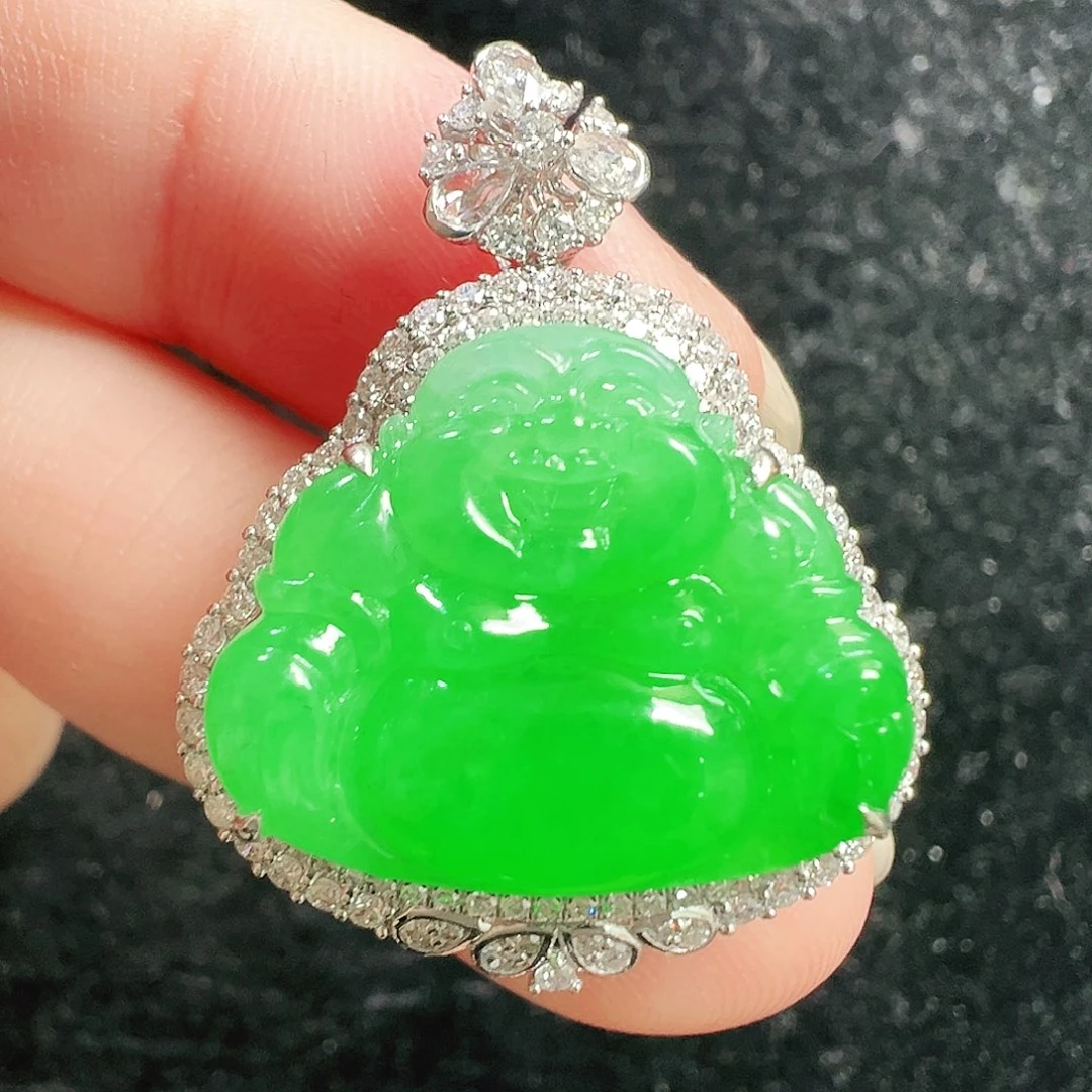 翡翠18K金镶嵌吊坠(不含链)