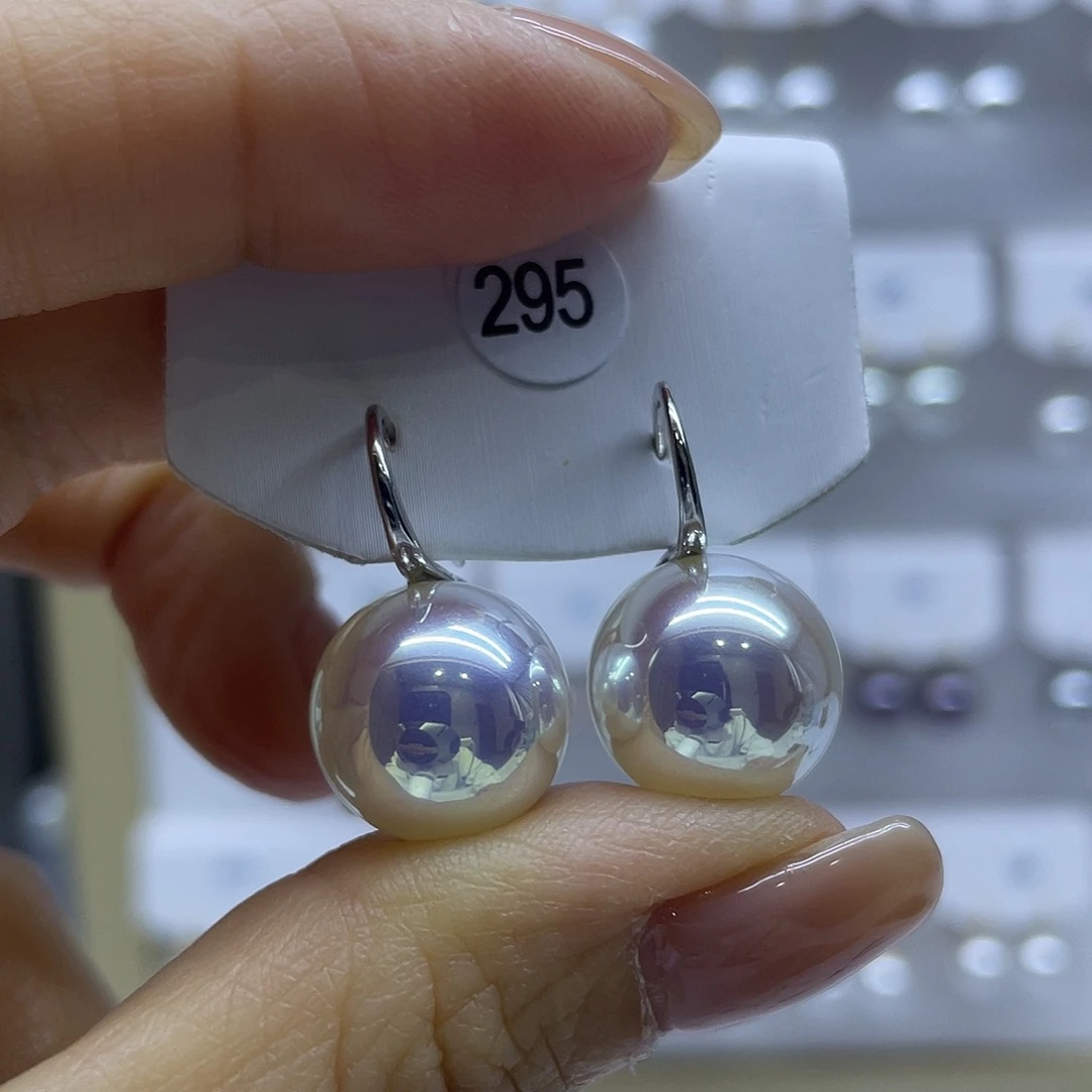 耳饰银S925镶嵌淡水珍珠