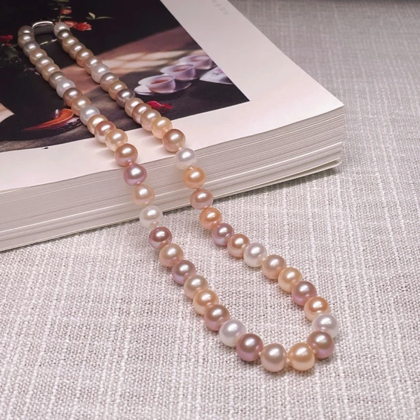 团圆家 8-9mm 100%正品糖果淡水珍珠项链气质轻奢高端时尚精致