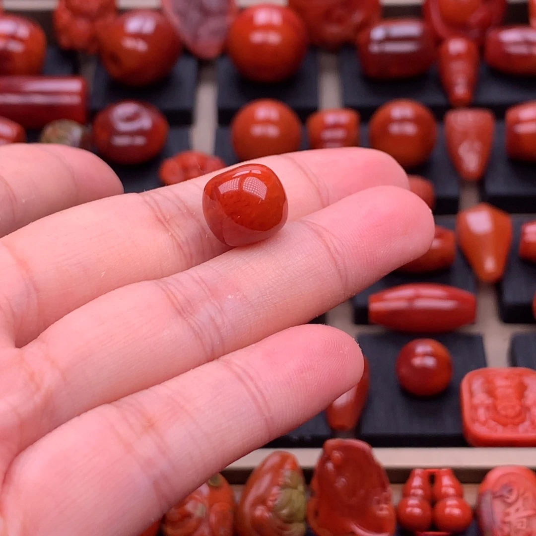 南红玛瑙未镶嵌川料原矿老型单珠12mm