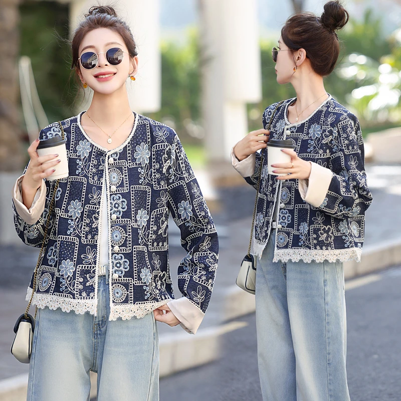 新中式国风亮片刺绣外套女2025年春季新款复古提花小个子短款上衣