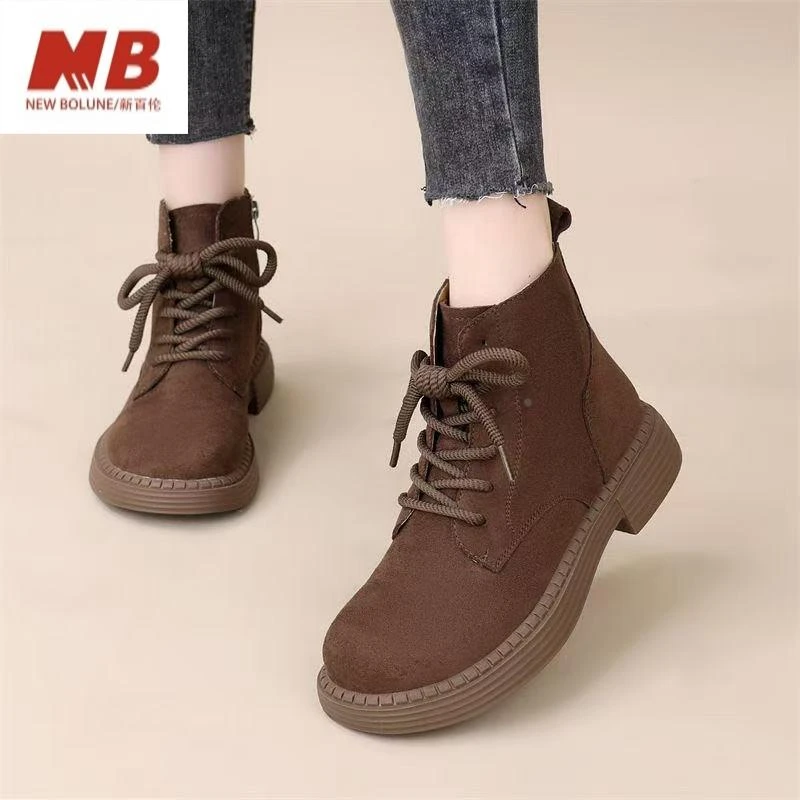 新百伦【奥莱撤柜】马丁靴女显脚小2025秋冬新款保暖英伦风短靴厚