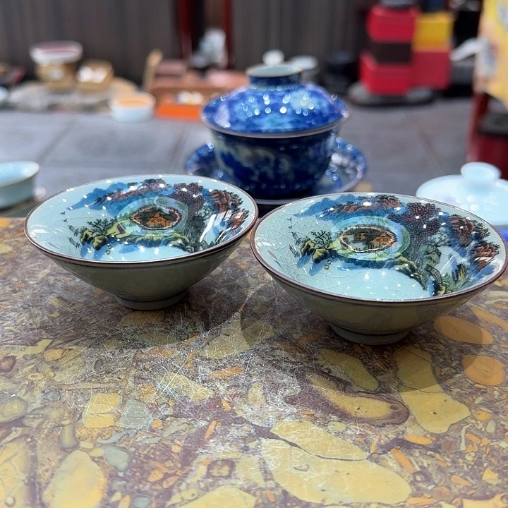 斗笠杯一组。。。品茗？瓷
