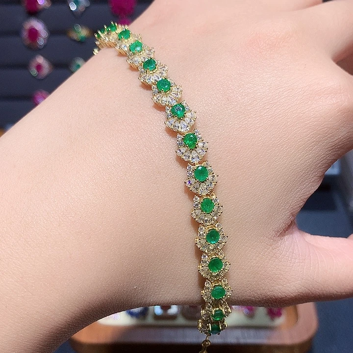 祖母绿银S925镶嵌手链