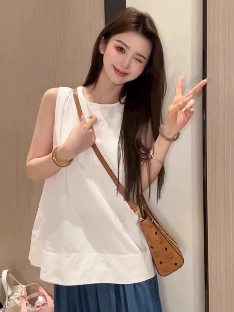 独特别致高级感坎肩背心欧货宽松休闲纯色百搭无袖上衣女2025新款