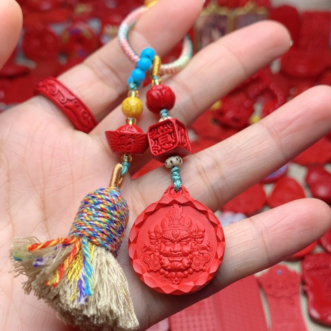 天然辰砂工艺品朱砂钥匙扣包包挂