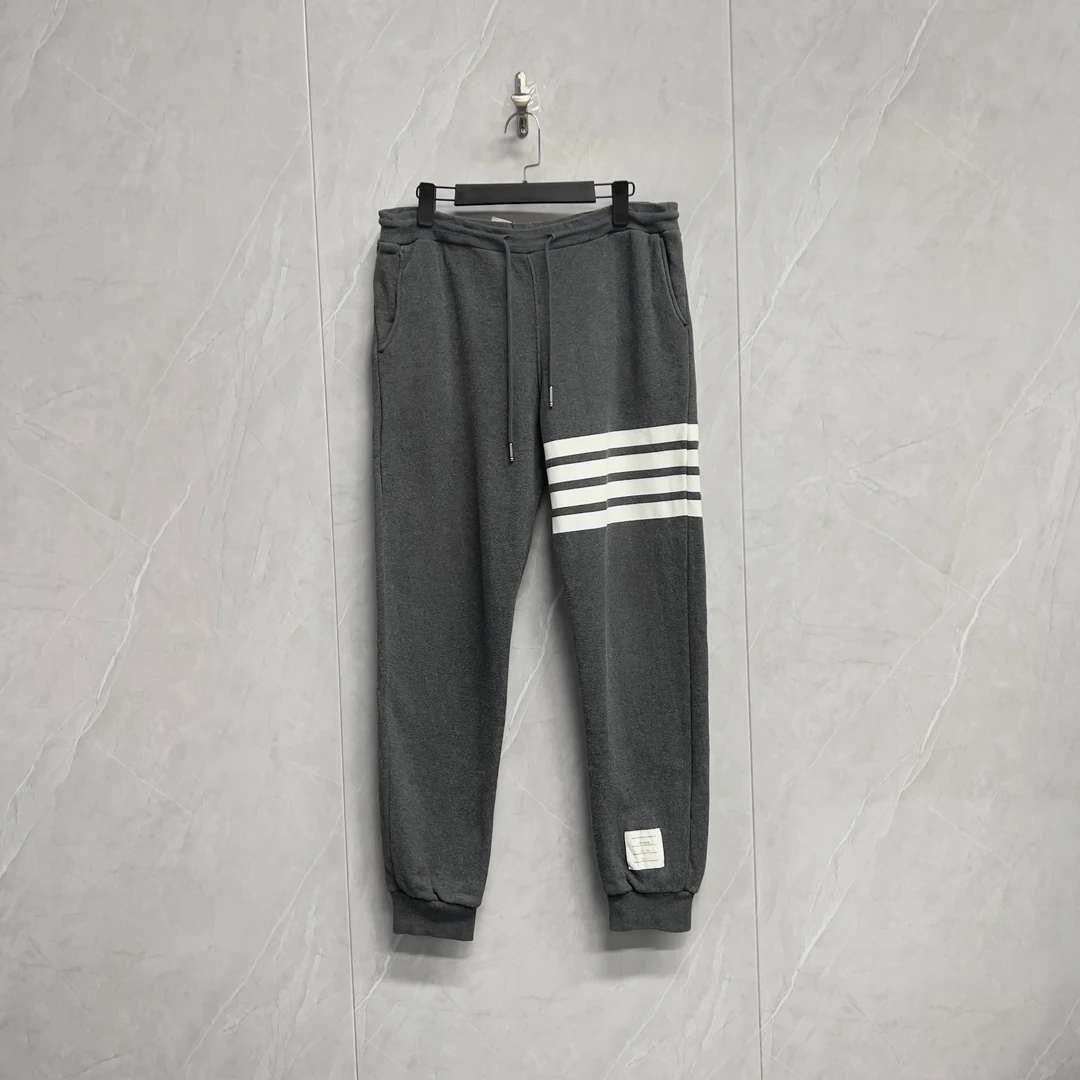 99新 THOMBROWNE 深灰织带印花条纹休闲裤/W0149/2码/98新