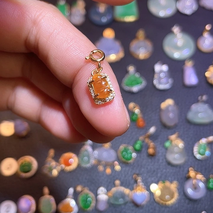 翡翠银S925镶嵌吊坠(不含链)天然翡翠