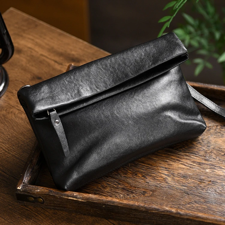 简约通勤斜挎手机包男真皮迷你小包包高级感牛皮小挎包散步单肩包