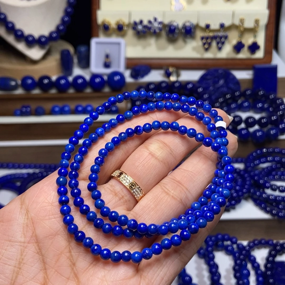 青金石未镶嵌老矿 4mm+多圈