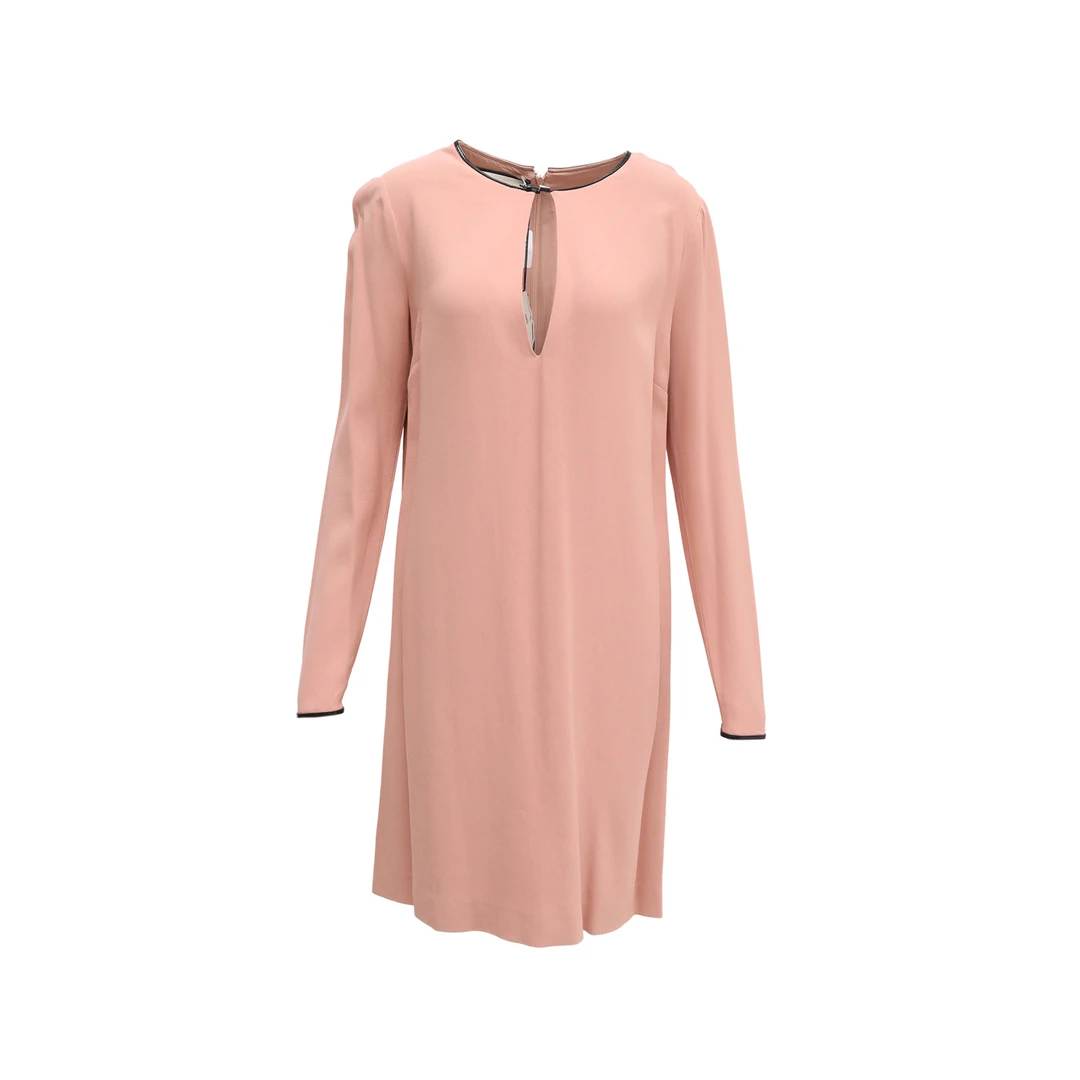 99新 GUCCI/古驰 【lu】 圆领长袖连衣裙 豆沙粉 S P231186567