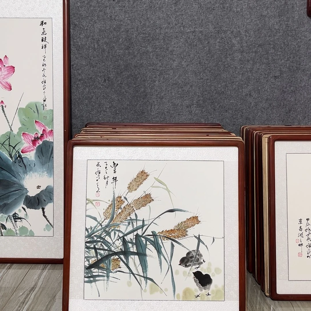 国画书画作品带框63×63