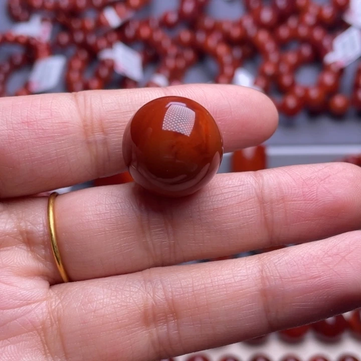 南红玛瑙18K金镶嵌其他D18mm（原矿)瓦西料火焰纹单珠