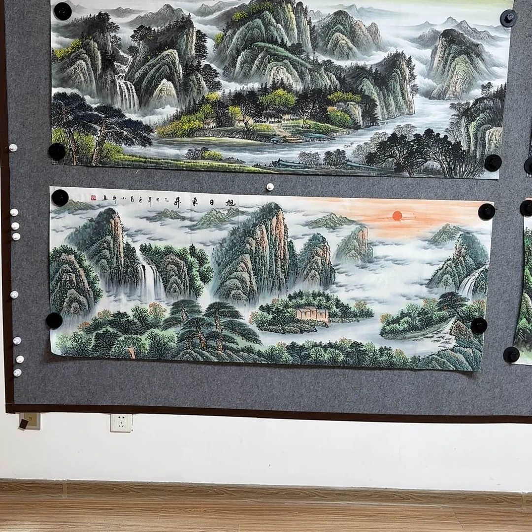 御***头国画1.8米长的旭日东升