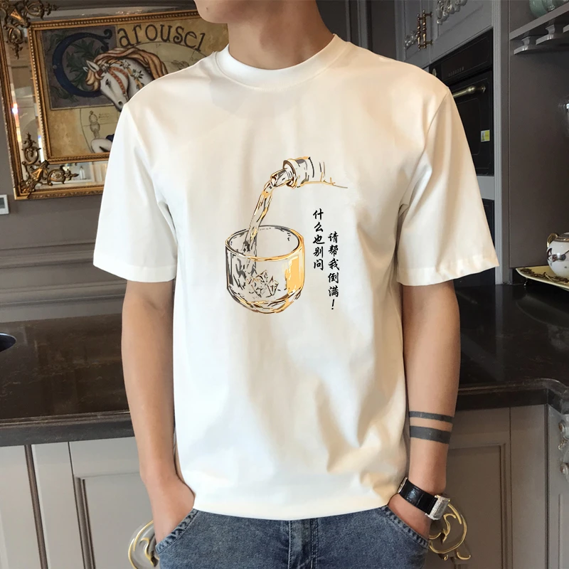 夏季品质男装新款爆款潮流男士短袖T恤男款印花半袖纯棉圆领t恤男