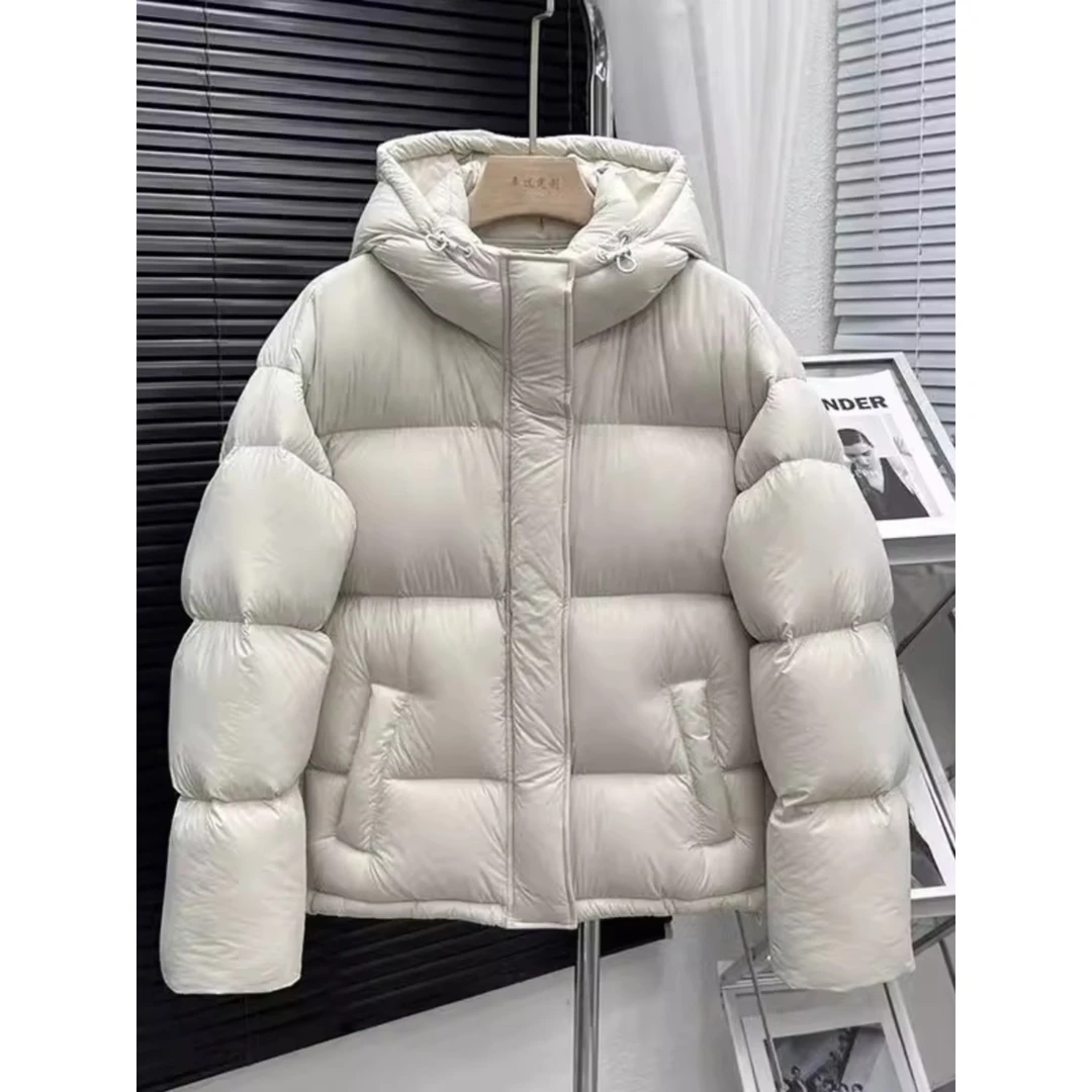 泡芙羽绒服2024女冬新款小个子连帽加厚短款90白鸭绒保暖面包服