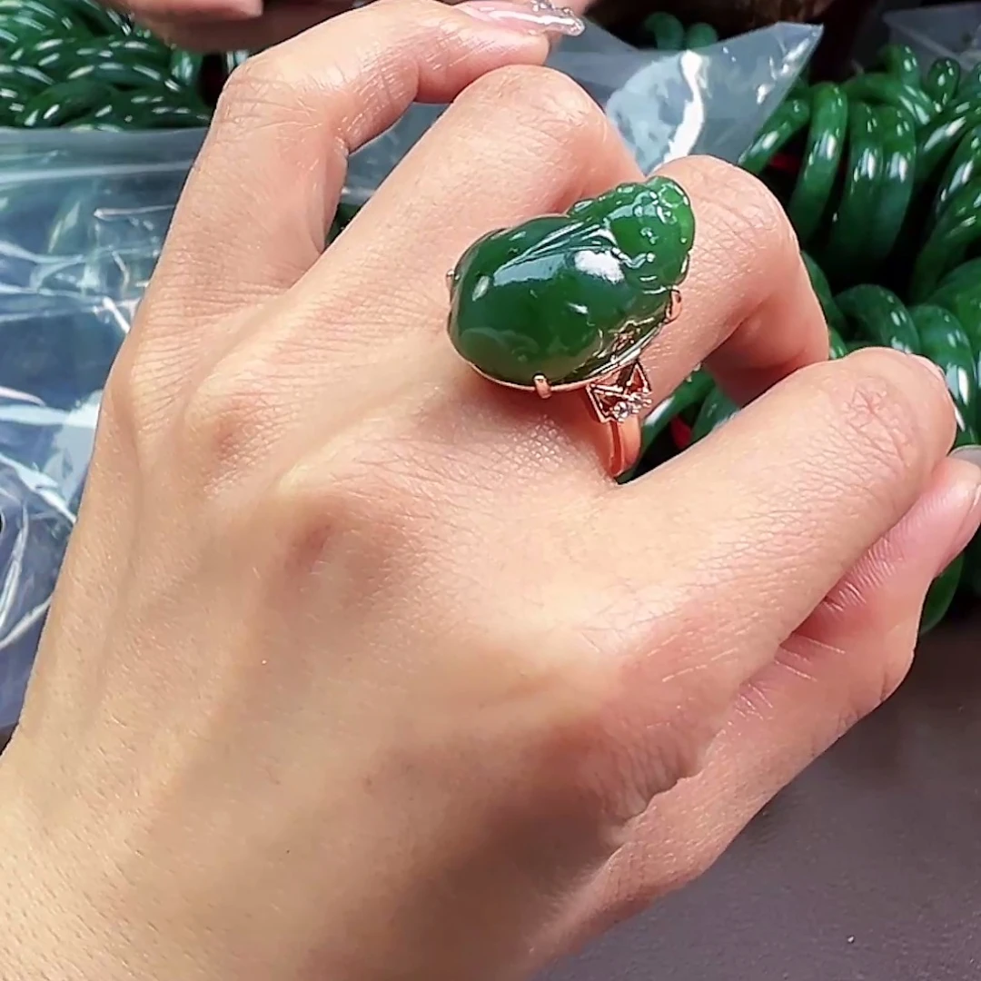 和田玉（碧玉）合金戒指