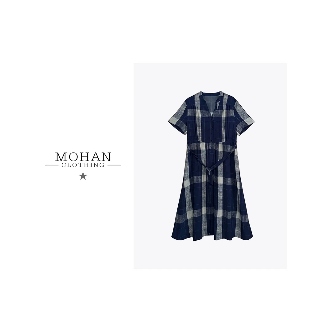 CLOTHING/墨含轻奢时尚简约休闲气质半开领宽松女士连衣裙WLL3087