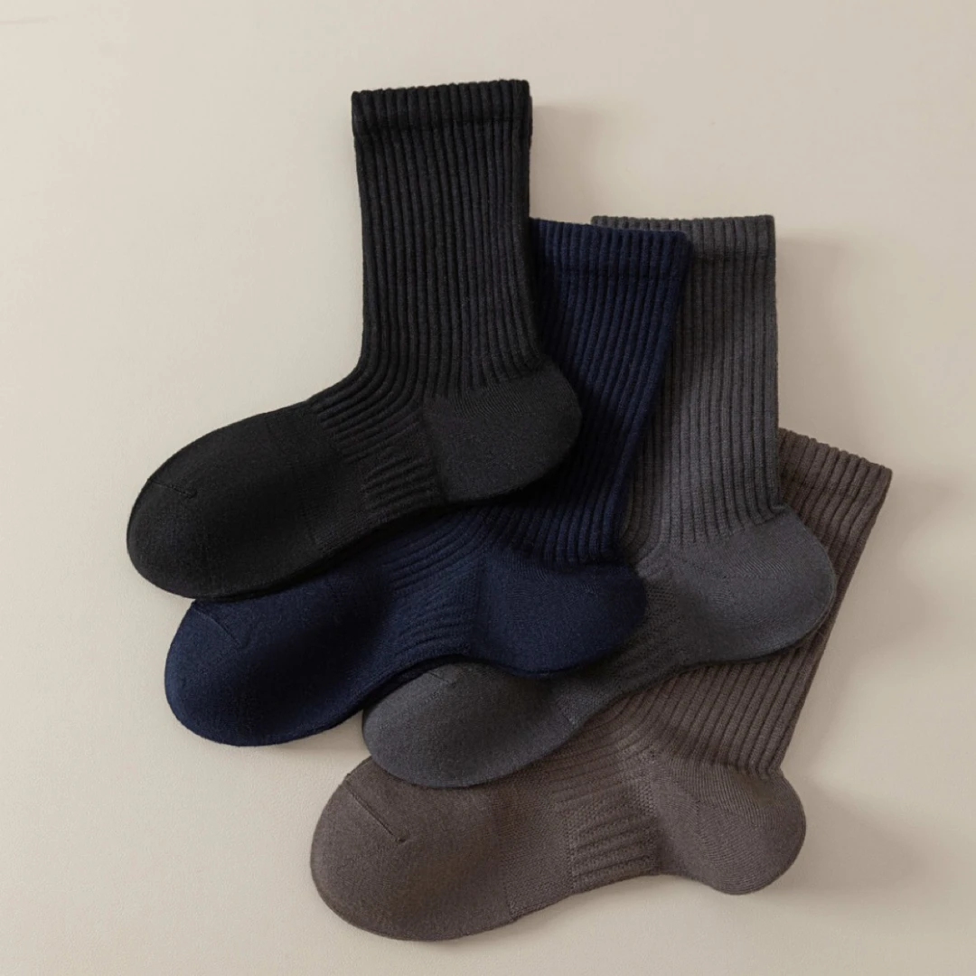 袜子男士秋冬新品桑蚕丝羊毛袜保暖商务高端品质吸汗纯色百搭男袜