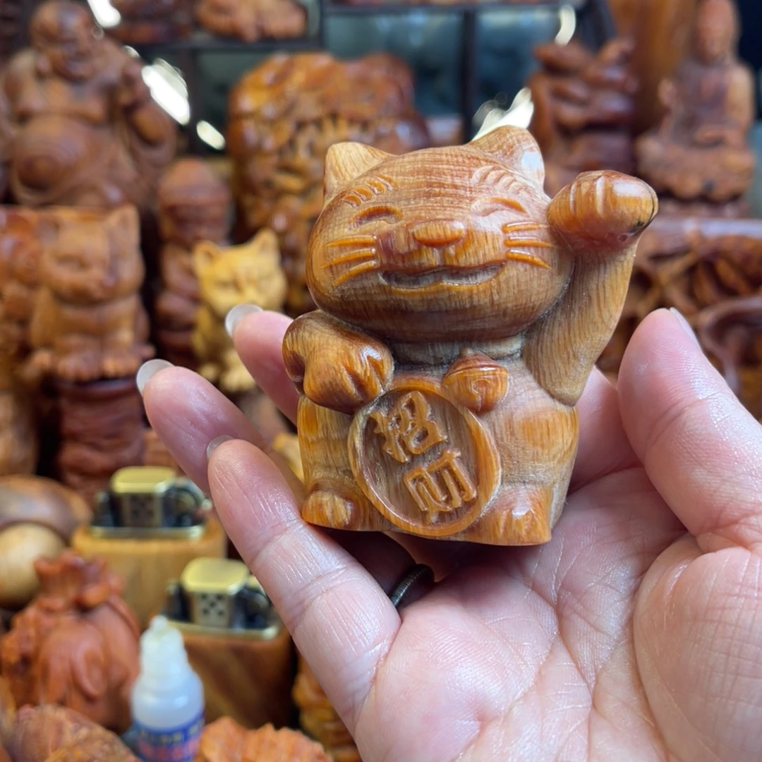 松木（琥珀木）其他瑕招财猫