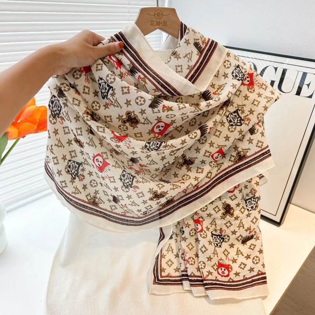 空调房披肩女外搭丝巾夏季薄棉麻围巾2024新款高级感午睡毯子两用