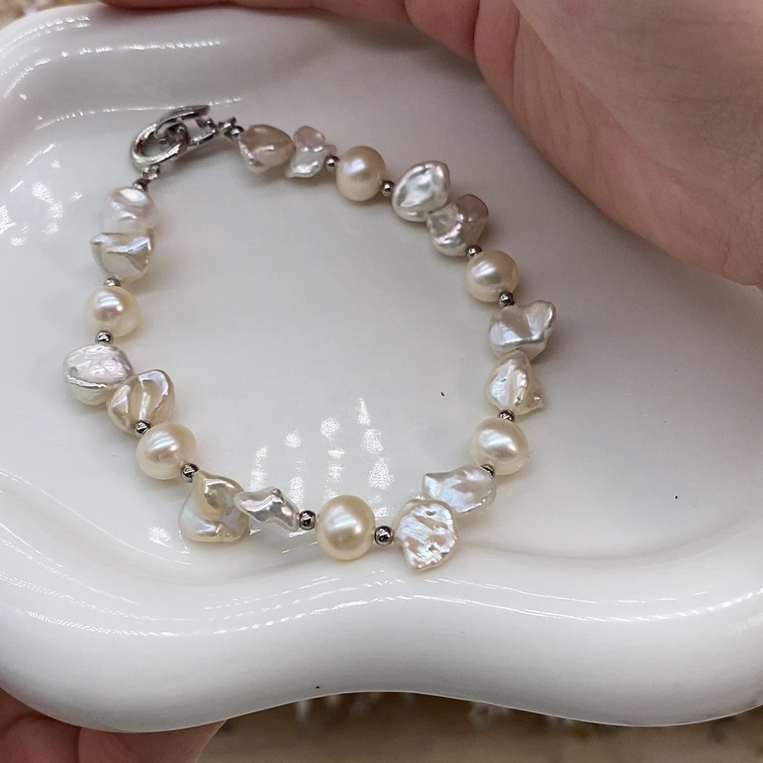 银S925镶嵌淡水珍珠耳饰