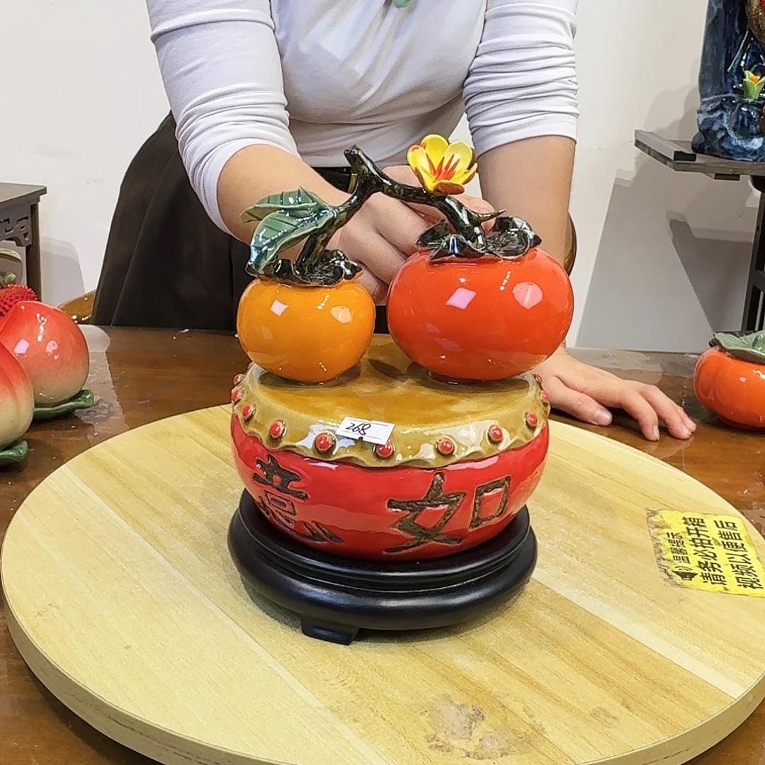 陶瓷柿子鼓摆件的
