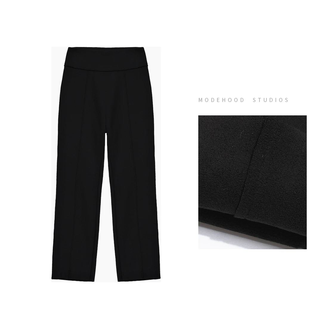 MODEHOOD伊凡【基础法则】2025冬款摩登加绒微喇裤打底裤QZ-245