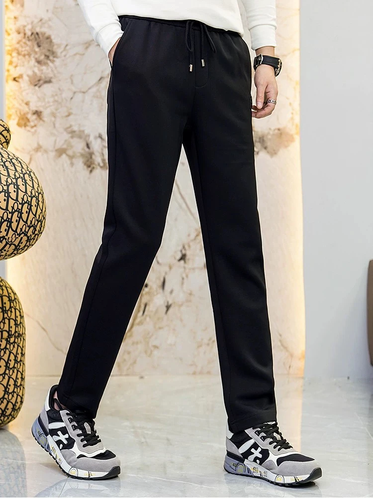 戈诺尔秋冬新款男士长裤子抽绳松紧腰卫裤黑色百搭小脚休闲裤