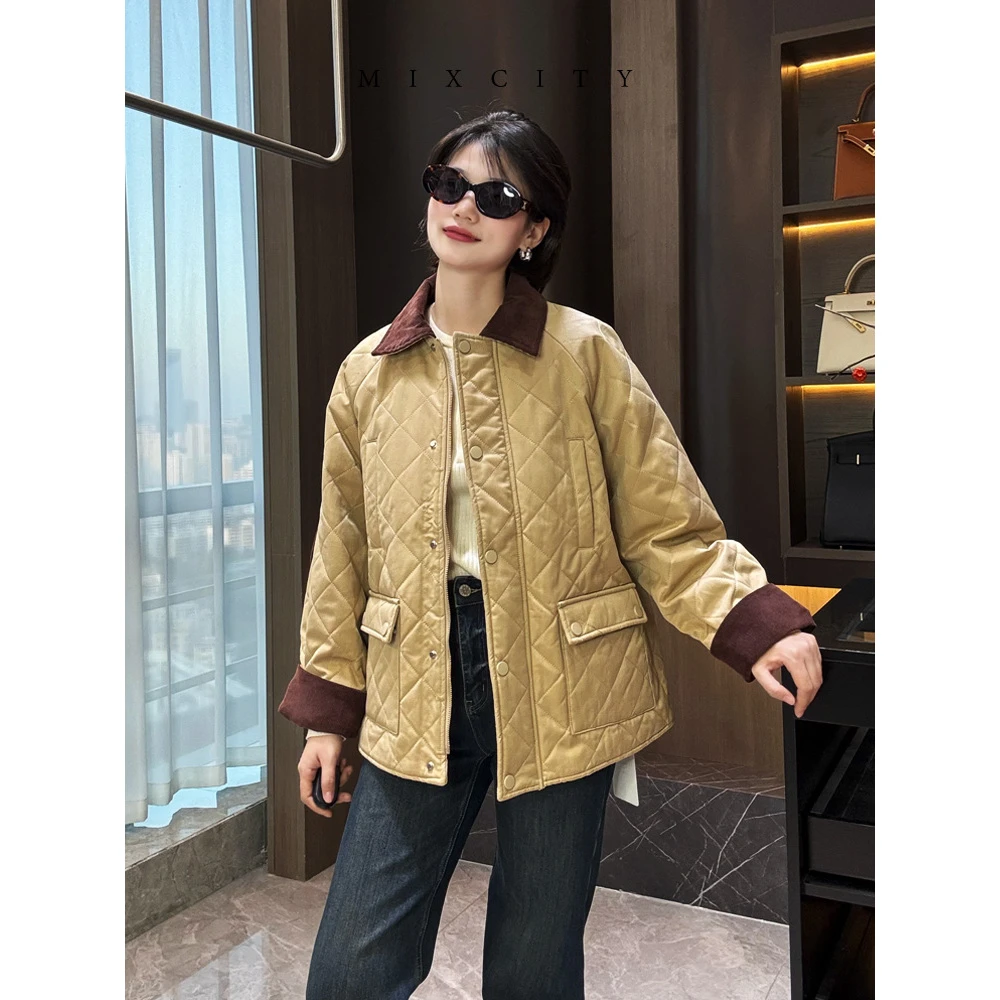 【亚楠本楠】格雷◆复古高级感拼色翻领老钱风菱格外套6629