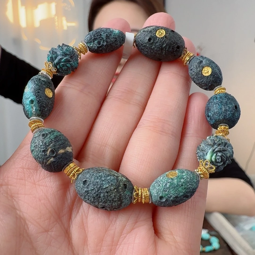 绿松石18K金镶嵌珠宝奇石