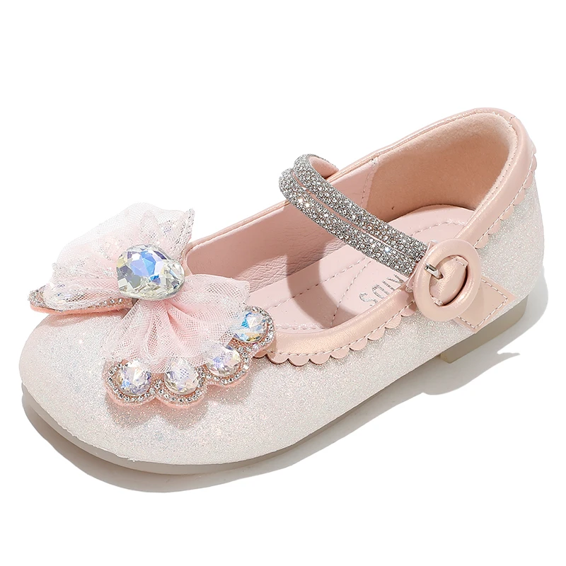 女童鞋儿童公主鞋新款春夏款小女孩软底皮鞋水晶鞋412051