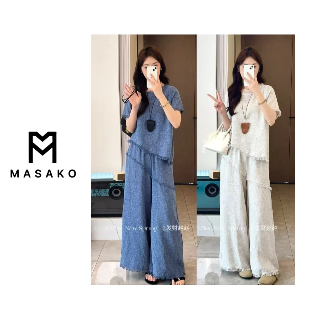 【实体店】现货超显瘦 #3136宽松重工流苏上衣+长裤夏季休闲两件套