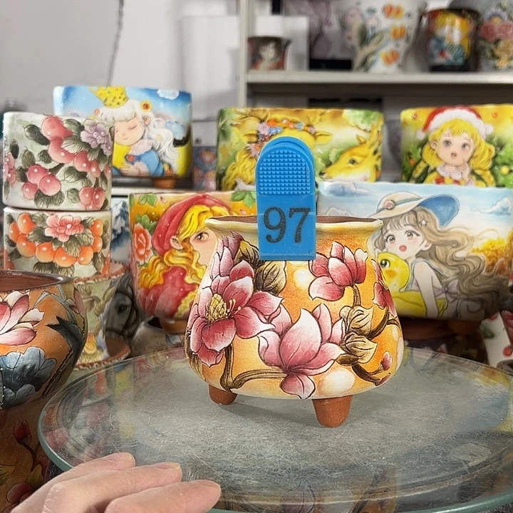 满38包邮 景德镇幸运花盆
