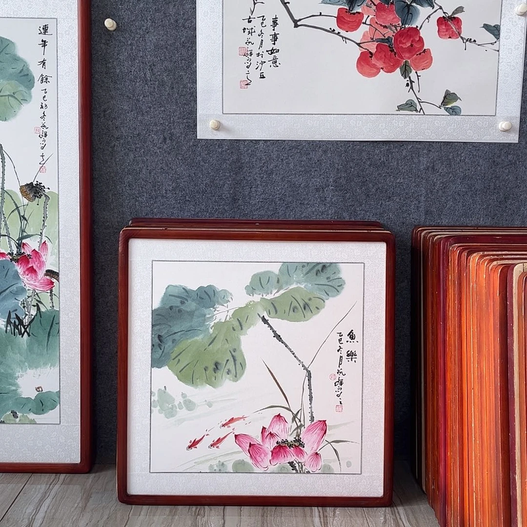 国画书画作品带框63×63
