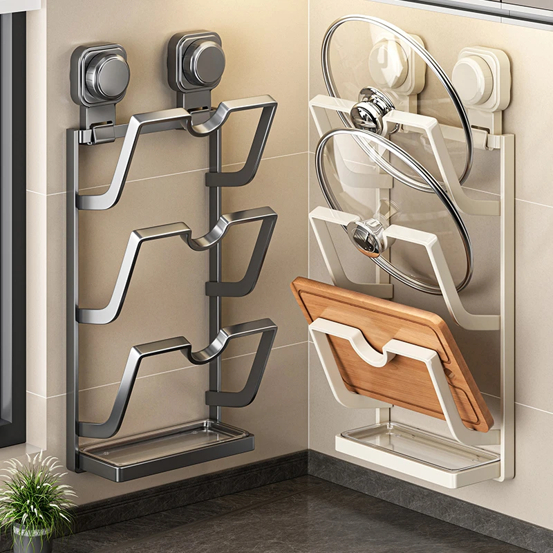 吸盘锅盖架免打孔壁挂厨房多功能收纳架墙上菜板置物架锅盖放置架