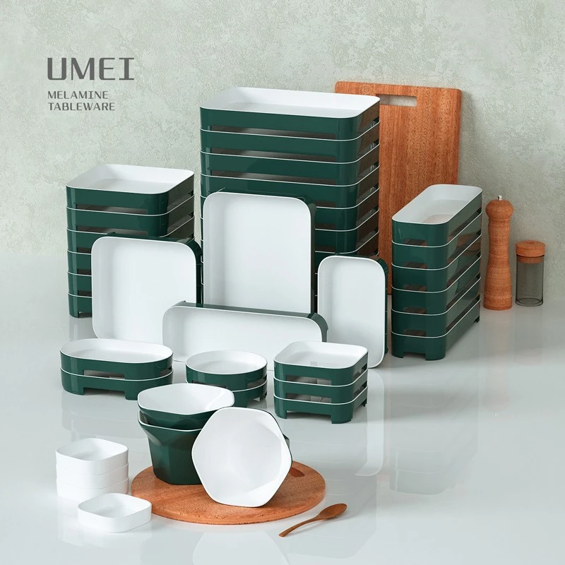 商用自助火锅店餐厅密胺仿瓷彩色配菜盘密胺双色盘子密胺盘子