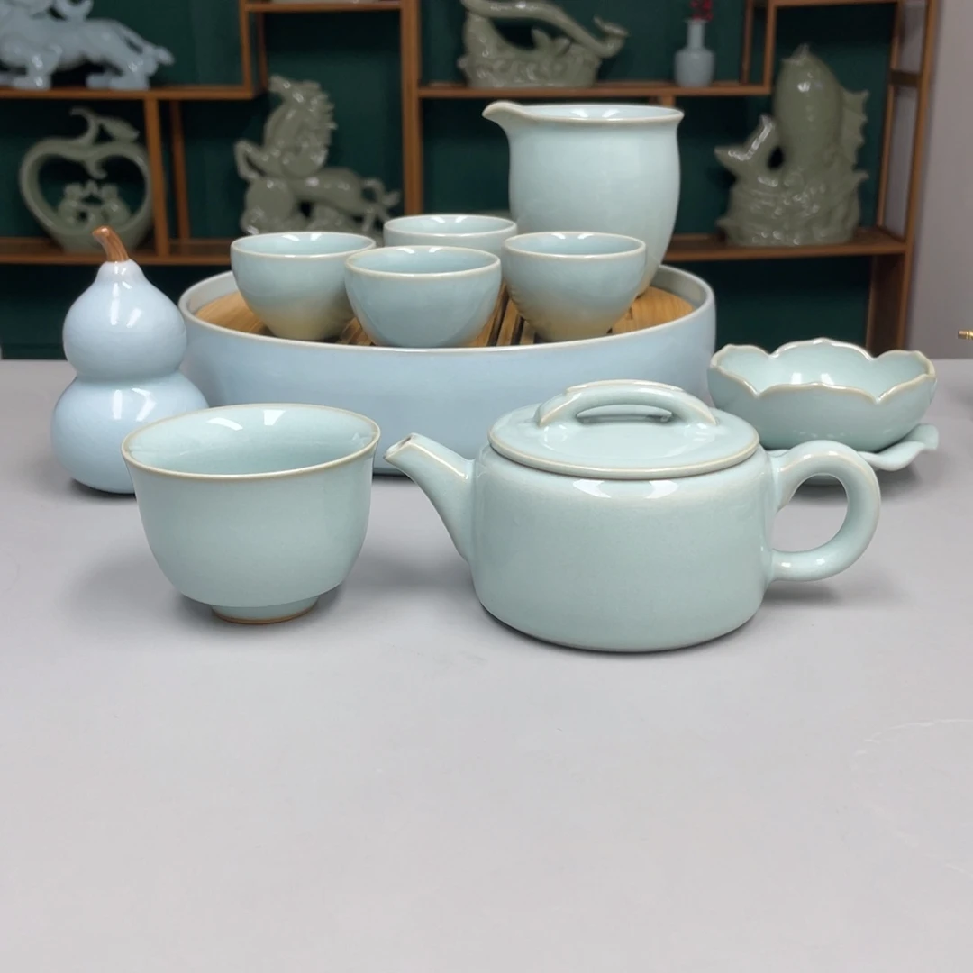 汝瓷赵琳老师汉瓦壶带礼盒送主人杯