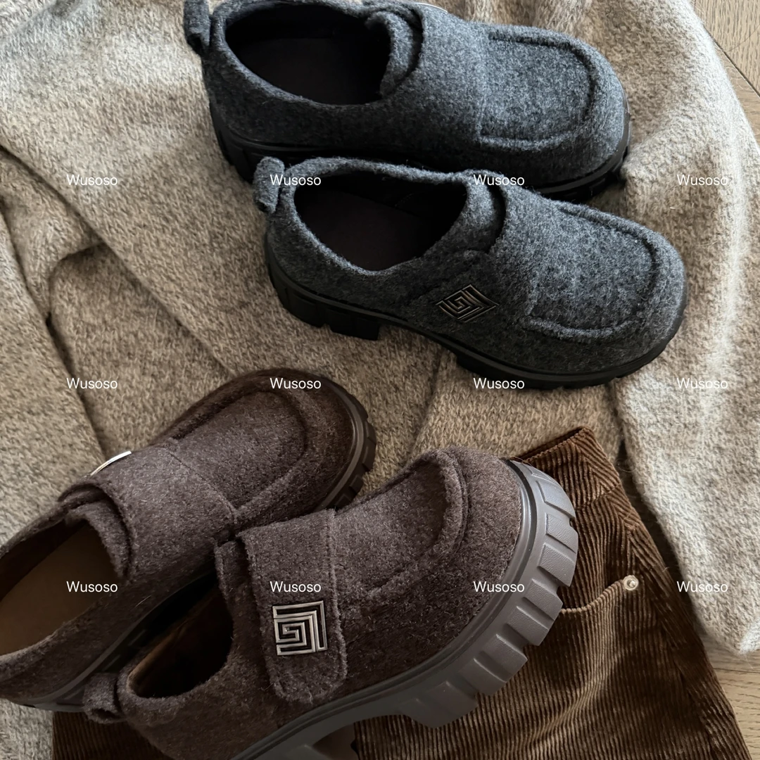 【soso】25ss｜毛呢乐福｜7cm厚底增高超轻秀气精致乐福鞋