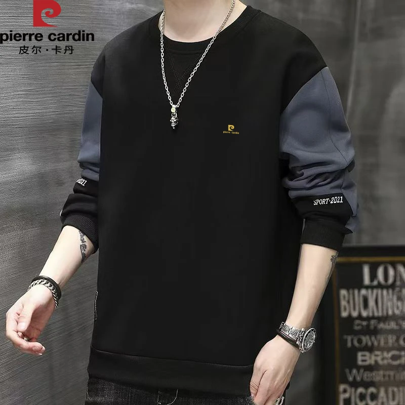 皮尔卡丹品牌卫衣2025秋冬新款宽松保暖卫衣长袖T恤圆领套头休闲