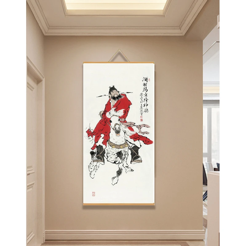 {73钟馗扬鞭}60x120cm现代简约挂轴装饰画办公室家居装饰画