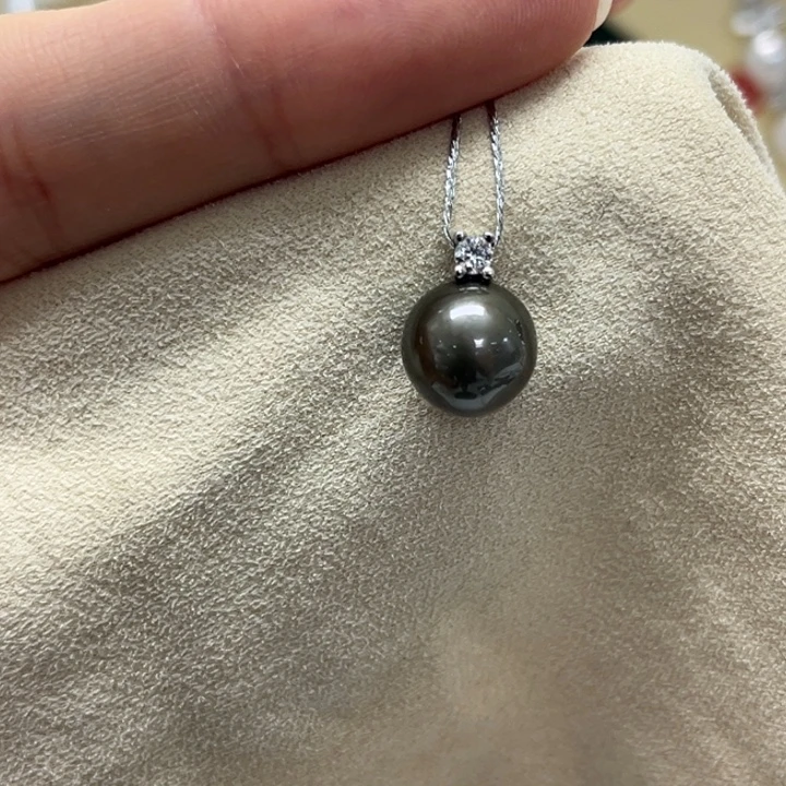 银S925镶嵌颈饰海水珍珠大溪地 10-11mm 29号