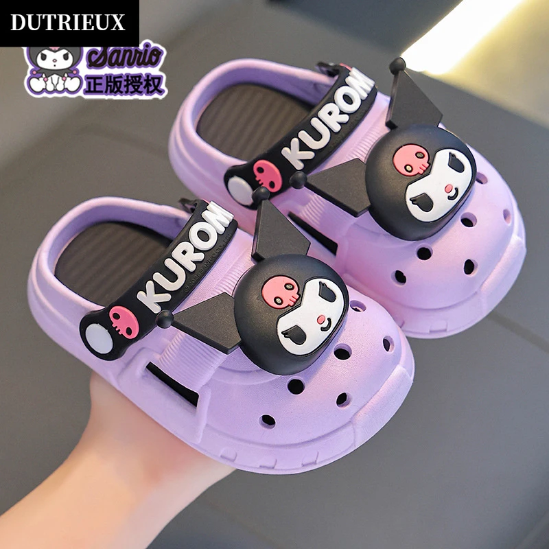 库洛米夏季儿童洞洞鞋防滑包头透气外穿中小童小孩沙滩凉拖